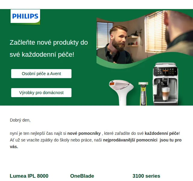 Philips: Lumea, OneBlade, kávovar LatteGo – červenec 2026 | Nuslet.cz