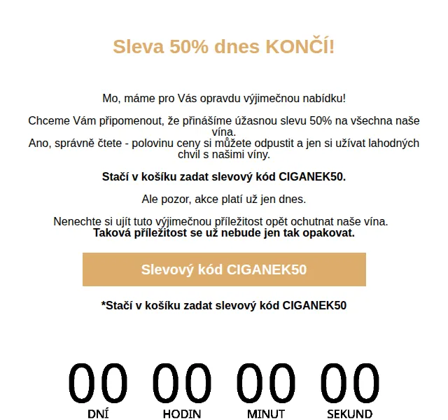 Vínocigánek: Sleva 50 % na vína Cigánek – červenec 2026 | Nuslet.cz