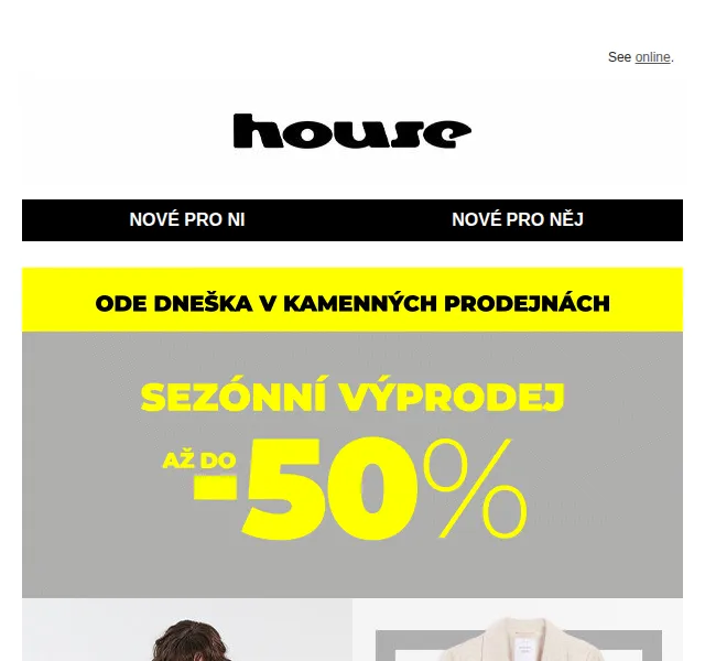 HOUSE sezónní výprodej – červen 2026 | Nuslet.cz