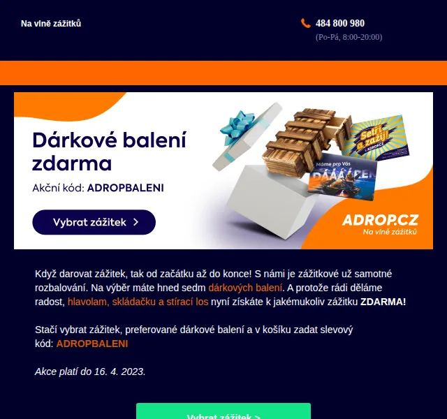 Adrop: Dárkové balení zdarma k zážitkům – červenec 2026 | Nuslet.cz