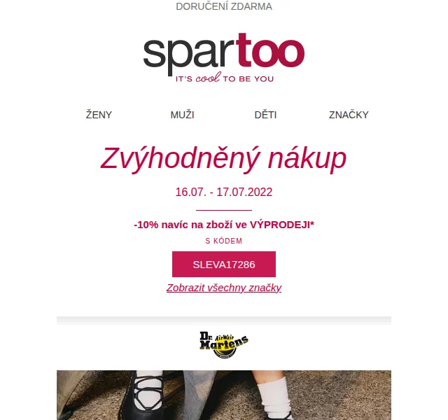 Spartoo: sleva až -60 % na Dr. Martens, Puma, Ralph Lauren – červenec 2026 | Nuslet.cz