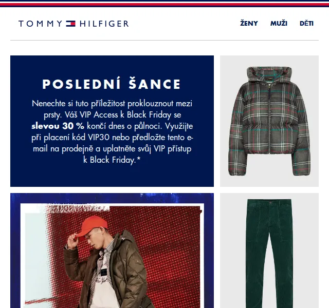 Tommy Hilfiger: VIP sleva 30 % na Black Friday – červen 2026 | Nuslet.cz