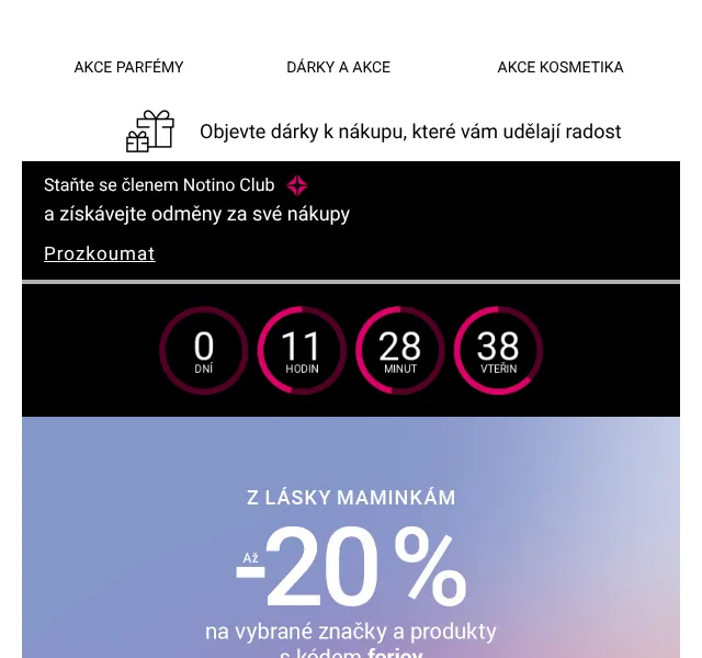 Notino: Až −20 % na parfémy a kosmetiku – květen 2026