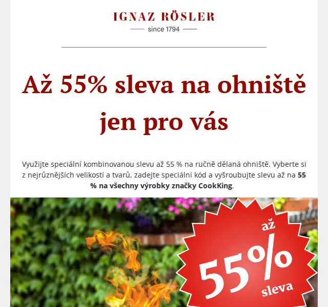 Ignazrosler.cz: Až 55% sleva na ohniště CookKing – červenec 2026 | Nuslet.cz