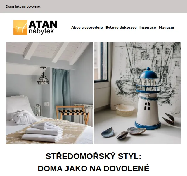 ATAN nábytek: Středomořský styl bydlení od 108 Kč – červen 2026 | Nuslet.cz