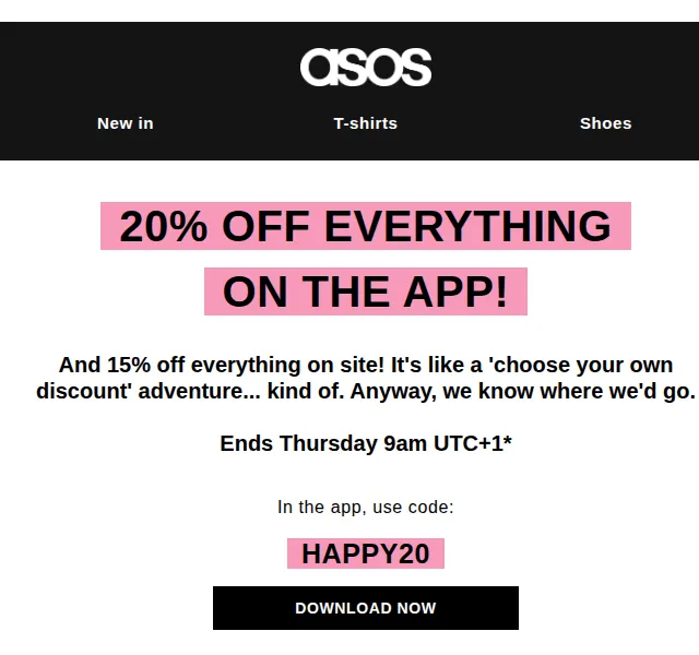 ASOS Sale: 20% sleva na vše v aplikaci – červen 2026 | Nuslet.cz