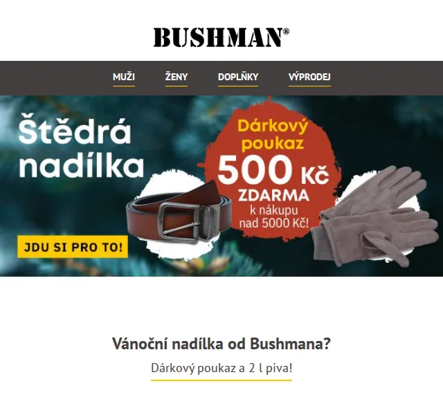 BUSHMAN: Dárek k nákupu a 2 l piva – červenec 2026 | Nuslet.cz
