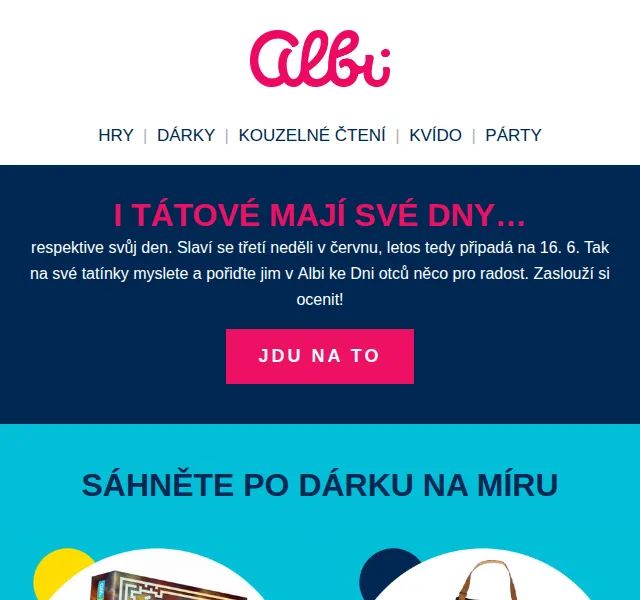 Albi: Dárky pro tatínky ke Dni otců – červenec 2026 | Nuslet.cz