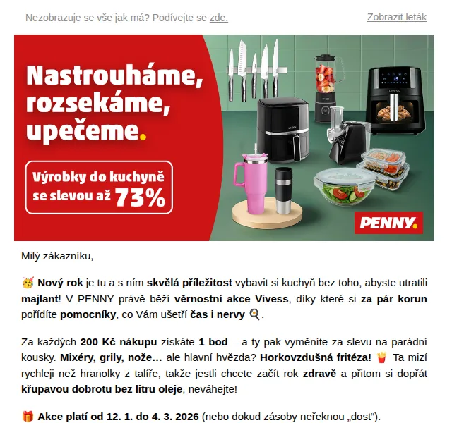 Penny: Věrnostní akce Vivess, horkovzdušná fritéza a slevy až 73 % – červenec 2026 | Nuslet.cz