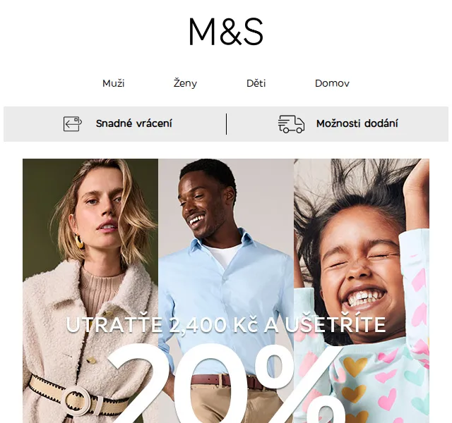 Marks and Spencer: sleva 20 % při nákupu nad 2 400 Kč – červen 2026 | Nuslet.cz