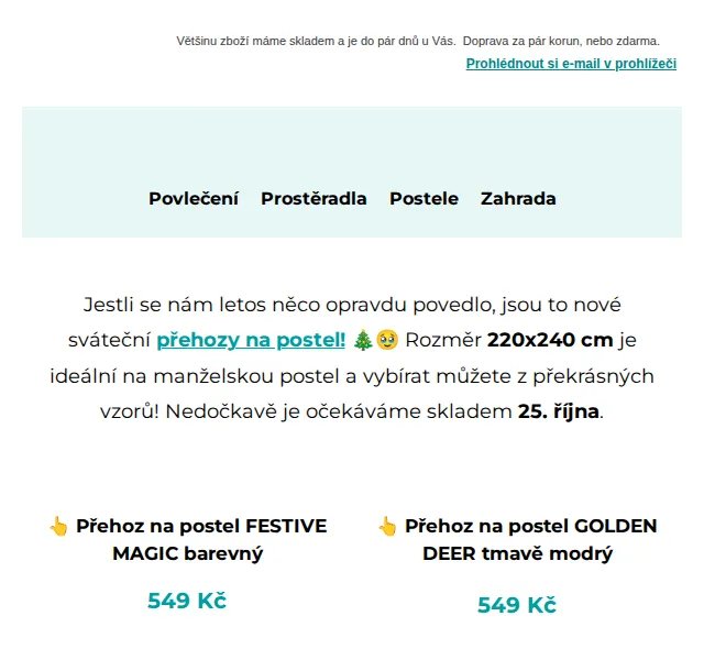 Výprodej povlečení: Vánoční přehozy 220×240 cm za 549 Kč – červenec 2026 | Nuslet.cz