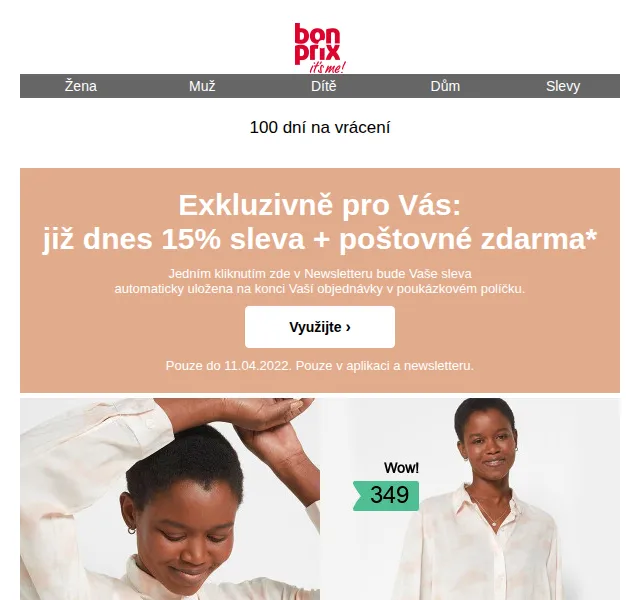 bonprix: extra 15% sleva + poštovné zdarma – červen 2026 | Nuslet.cz