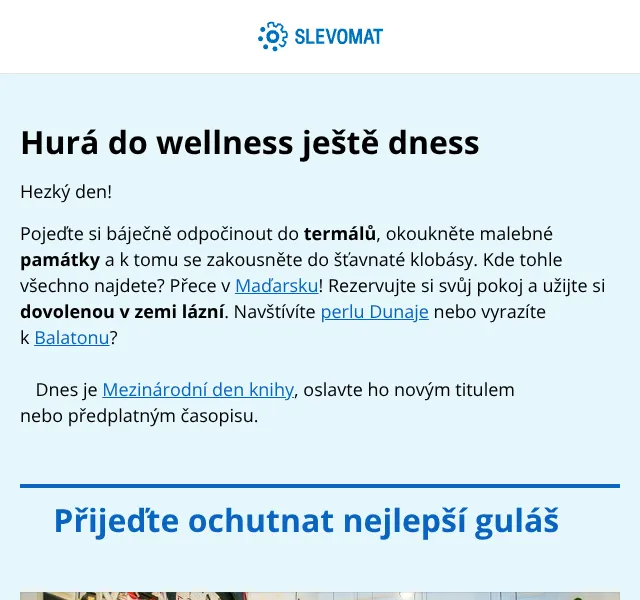 Slevomat: Maďarsko, wellness až -39 % – duben 2026