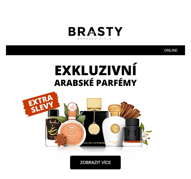 Brasty: Arabské parfémy se slevou 15 % – červenec 2026 | Nuslet.cz