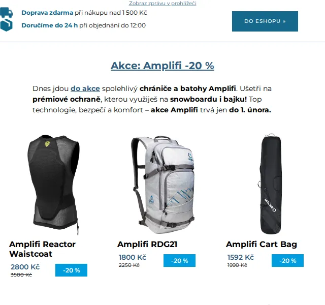 SNOWBOARD ZEZULA: Sleva 20 % na chrániče a batohy Amplifi – červen 2026 | Nuslet.cz