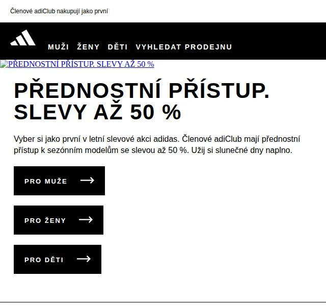 Adidas: Letní slevy adiClub až 50 % – červenec 2026 | Nuslet.cz
