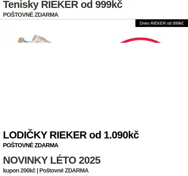 Eliteshoes: RIEKER tenisky od 999 Kč – červen 2026 | Nuslet.cz