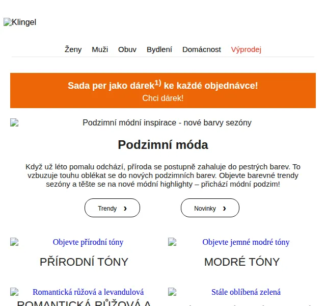 KLiNGEL.cz: Dárek zdarma k objednávce – podzimní kolekce 2026 | Nuslet.cz