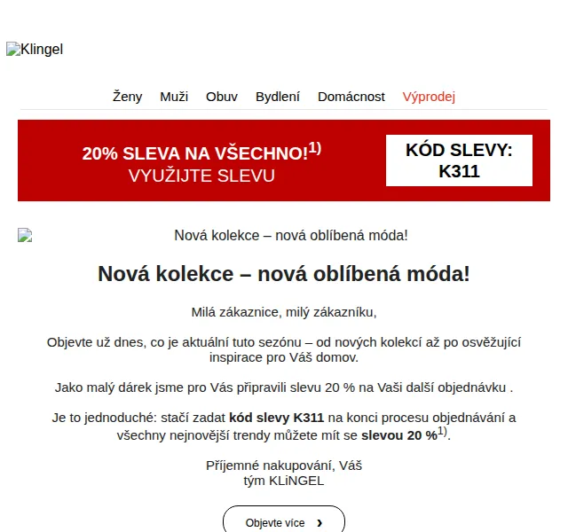 KLiNGEL: 20% sleva na vše – červenec 2026 | Nuslet.cz