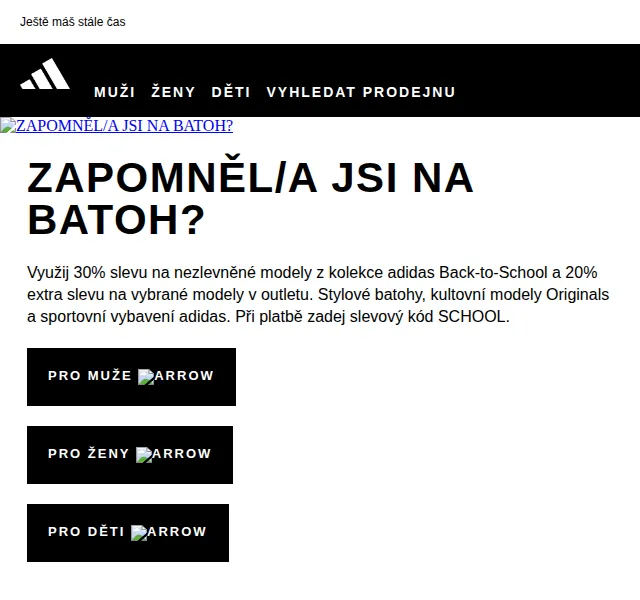 adidas: 30% sleva na batohy Back-to-School – červenec 2026 | Nuslet.cz