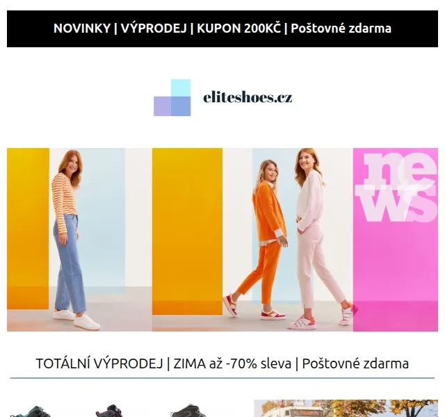 Eliteshoes: Totální výprodej Zima až -70 % + kupon 200 Kč – červenec 2026 | Nuslet.cz