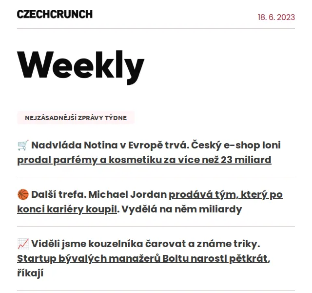 CzechCrunch: Přehled zpráv o byznysu, startupech a burze – červenec 2026 | Nuslet.cz