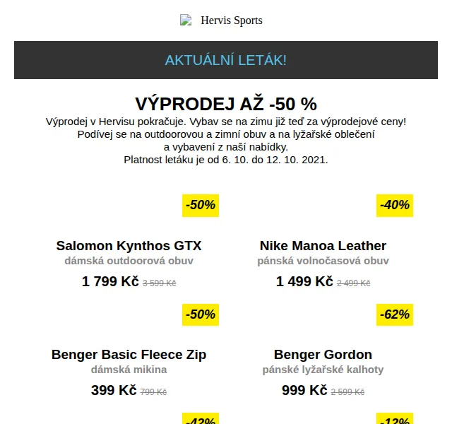 Hervis: Výprodej až -50 % – říjen 2021 | Nuslet.cz