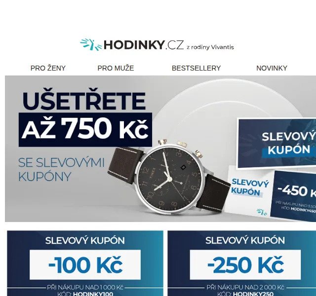 Hodinky.cz: slevy až 750 Kč – červenec 2026 | Nuslet.cz