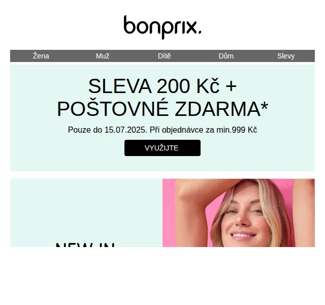 bonprix: sleva 200 Kč + poštovné zdarma – červenec 2026 | Nuslet.cz