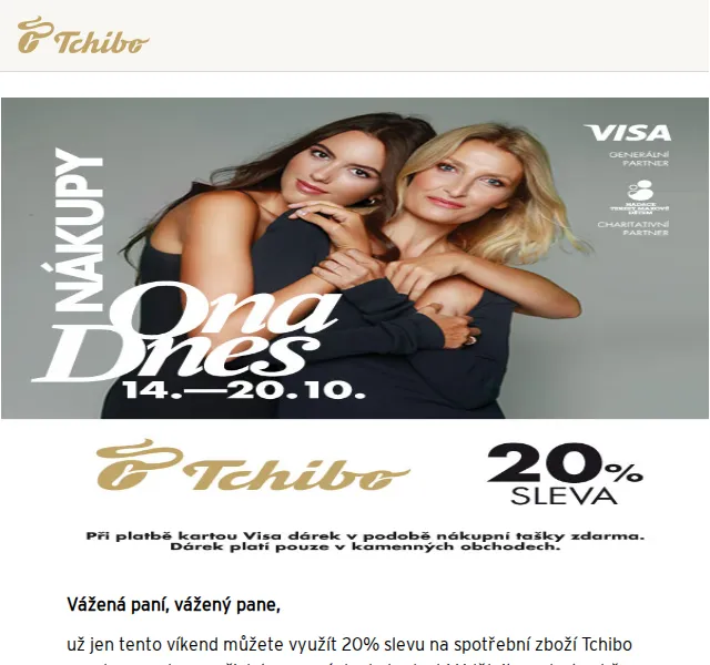 Tchibo: 20 % sleva na módu a bydlení – duben 2026
