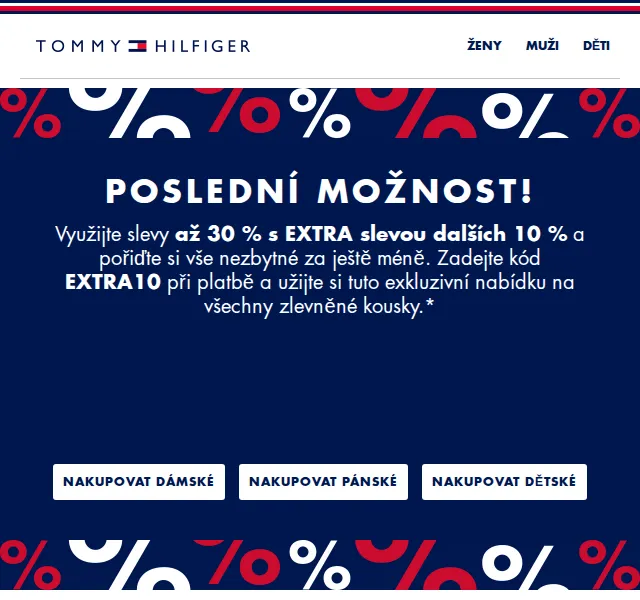 Tommy Hilfiger: sleva až 30 % + 10 % na oblíbence – červen 2026 | Nuslet.cz