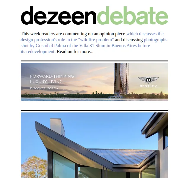 Dezeen Daily: Diskuze o udržitelné architektuře – červen 2026 | Nuslet.cz