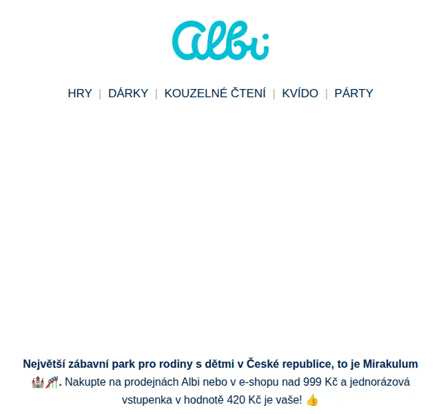 Albi: vstupenka do Mirakula zdarma k nákupu nad 999 Kč – červenec 2026 | Nuslet.cz