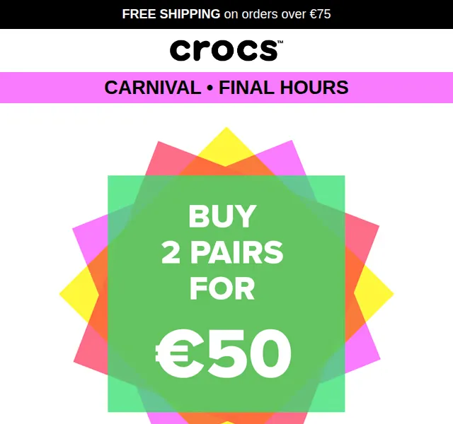 Crocs: 2 páry za 50 € – červen 2026 | Nuslet.cz