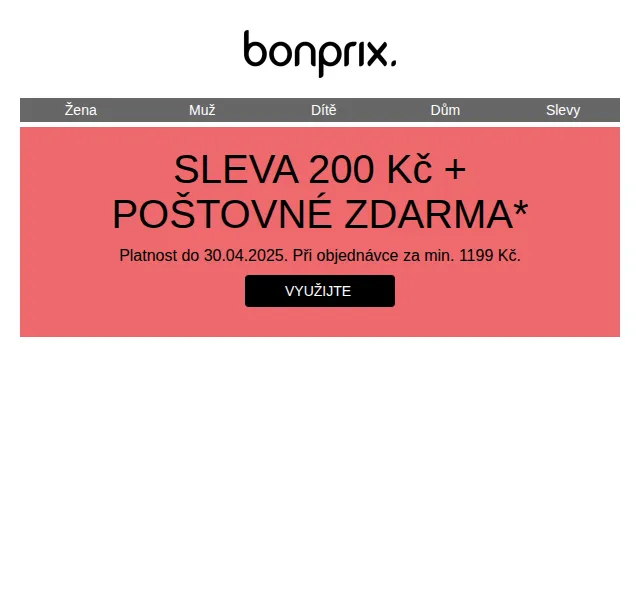 bonprix: SLEVA 200 Kč a poštovné zdarma – červen 2026 | Nuslet.cz