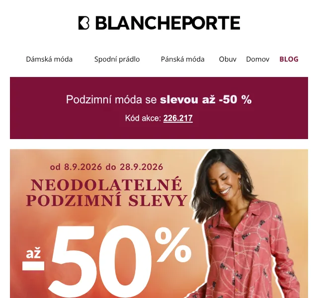 Blancheporte: až -50 % na podzimní módu – září 2026