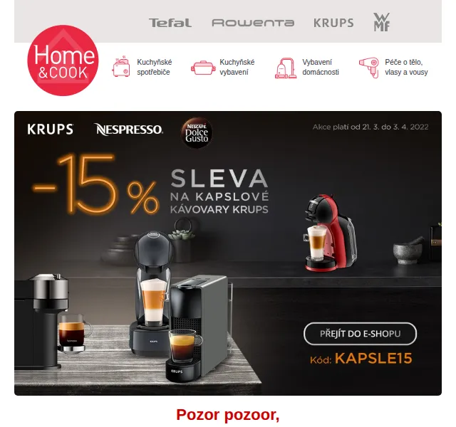 Home & Cook: 15% sleva na kávovary – červen 2026 | Nuslet.cz