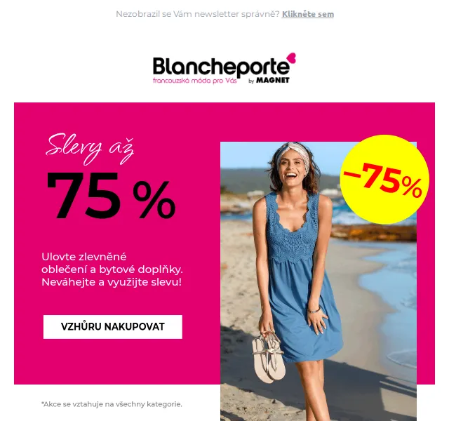 Blancheporte: Velký letní výprodej – 75% sleva na vše – červenec 2026 | Nuslet.cz