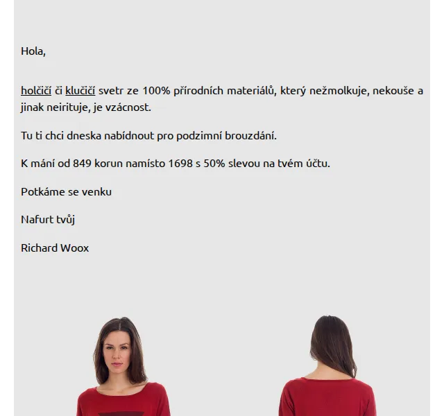 Richard Woox: Svetr 50% sleva – červen 2026 | Nuslet.cz