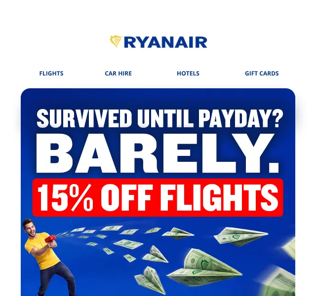 Ryanair: 15 % sleva na lety – září 2026