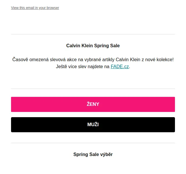 Fade: Calvin Klein Spring Sale – červen 2026 | Nuslet.cz