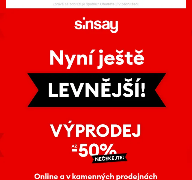 Sinsay: Výprodej až -50 % – červenec 2026 | Nuslet.cz