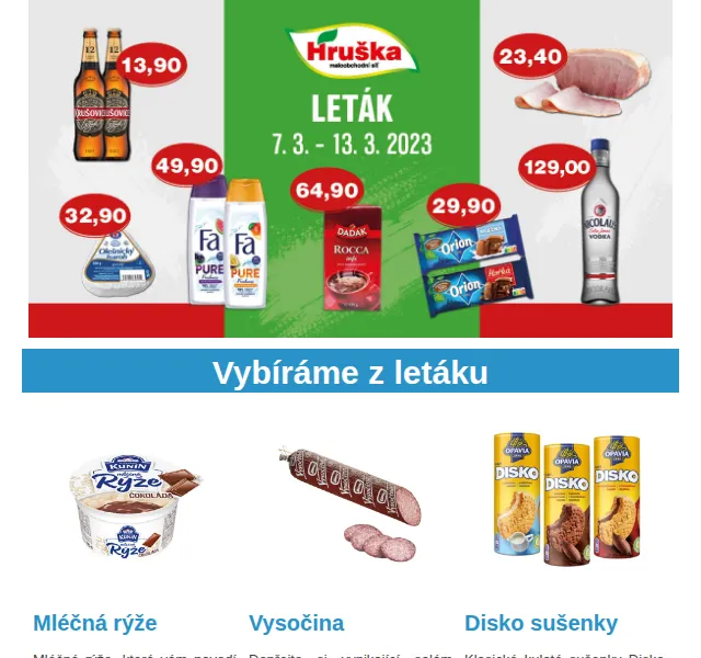 Váš HRUŠKA tým: leták 7.–13. 3. 2023 – Mléčná rýže 21,90 Kč | Nuslet.cz