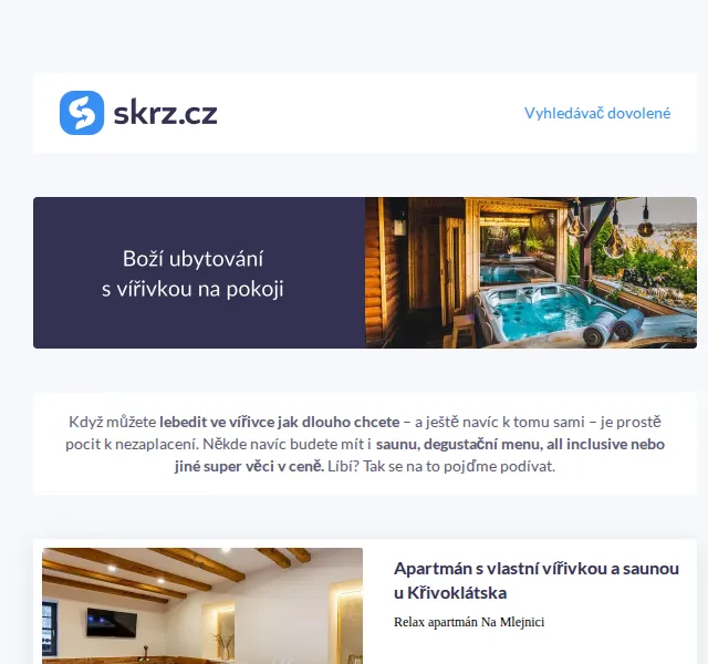 Vánoce na Skrz: Ubytování s vířivkou – červenec 2026 | Nuslet.cz