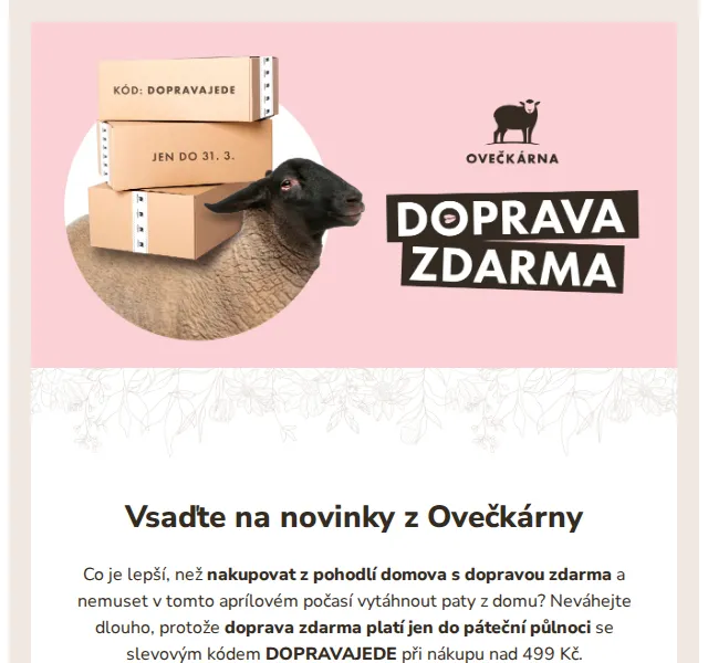 Ovečkárna: Doprava zdarma s kódem DOPRAVAJEDE – červen 2026 | Nuslet.cz