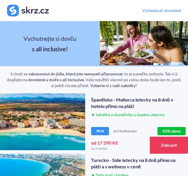Skrz: Dovolená s all inclusive od 12 999 Kč – červenec 2026 | Nuslet.cz