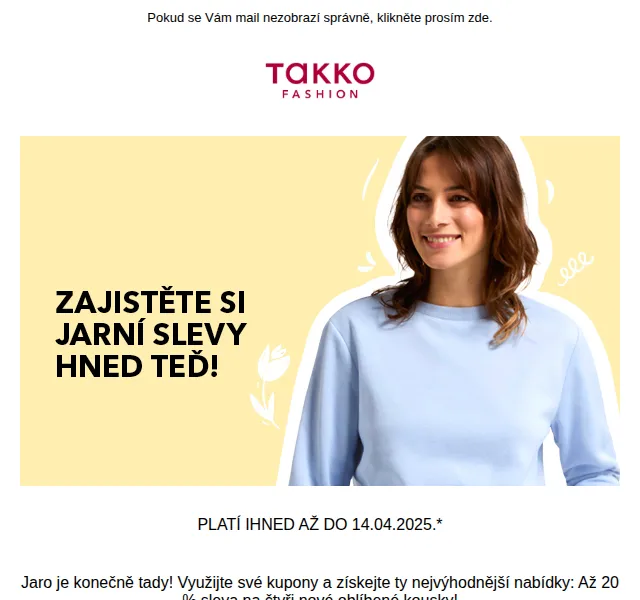 Takko Fashion: Až 20% sleva na nové kousky – červenec 2026 | Nuslet.cz