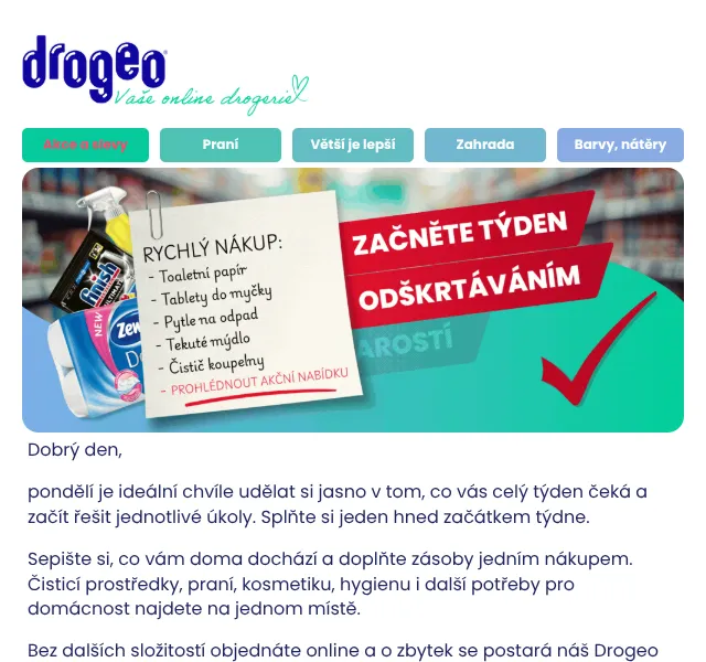 Drogeo: Sleva na praní, hygienu a čistící prostředky – srpen