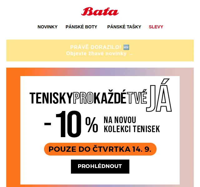 Baťa: 10% sleva na novou kolekci tenisek – červenec 2026 | Nuslet.cz