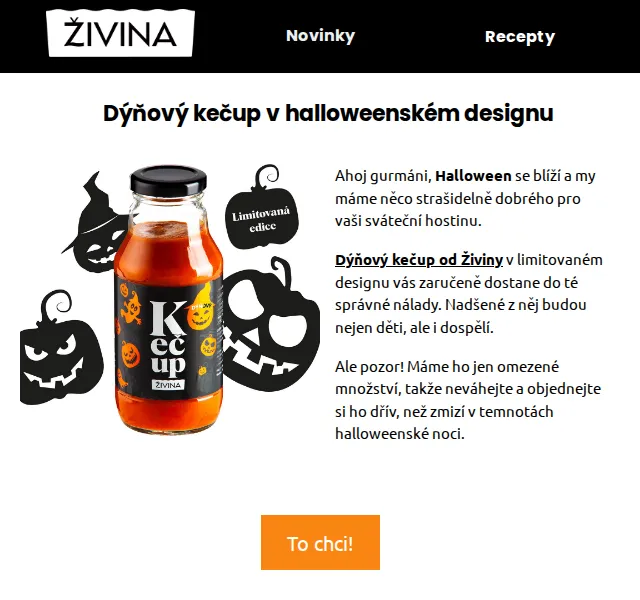 Živina: Dýňový kečup Halloween limitka – červenec 2026 | Nuslet.cz